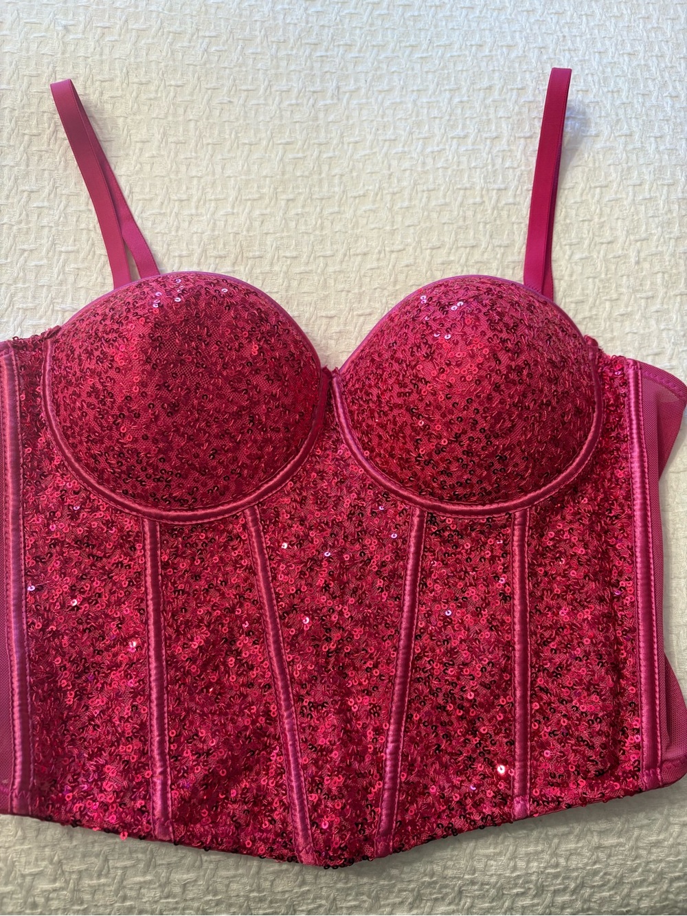 Sequin Bustier Corset Top - Fuchsia